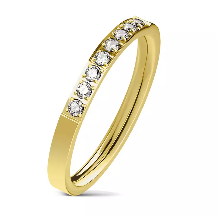 Teräs rivisormus zirkoneilla H6104G - Terässormukset - H6104G-1575 - 1