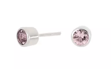 Korvakoru Hilda tynnyri 4mm pink tappi - Hopeiset korvakorut - N095 - 1
