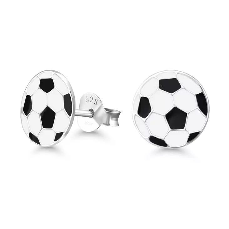 Hopeiset jalkapallo korvakorut - Hopeiset korvakorut - E-0335 - 1