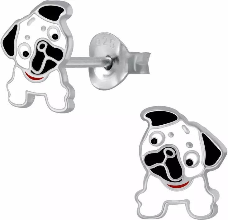 Bulldog pentu emaloitu Y4426 - Hopeiset korvakorut - Y4426 - 1