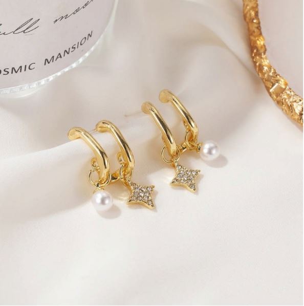 Korvakoru Helmi ja T=C3=A4hti ter=C3=A4s - Korumetalli korvakorut - ZK1506 - 1