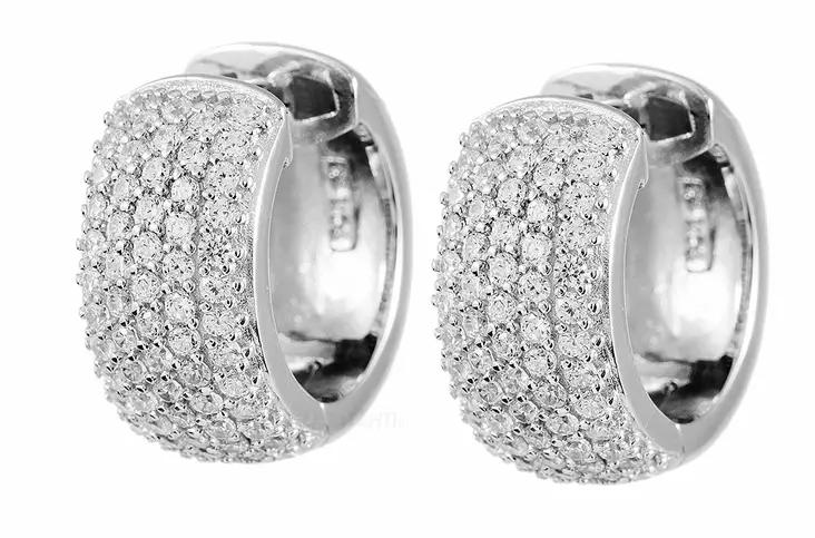 Hopeiset korvarenkaat zirkoneilla. - Hopeiset korvakorut - C10366 - 1