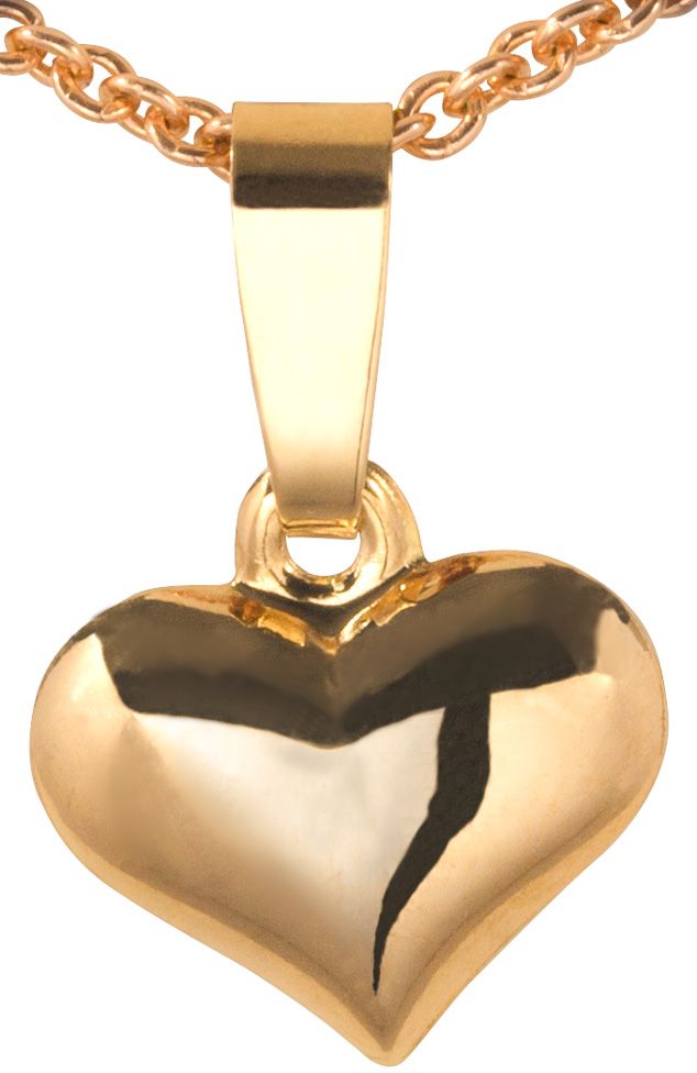 Kultainen sydän riipus 9mm 42-45 cm kullattu ketju - Kultaiset riipukset - K10026 - 1