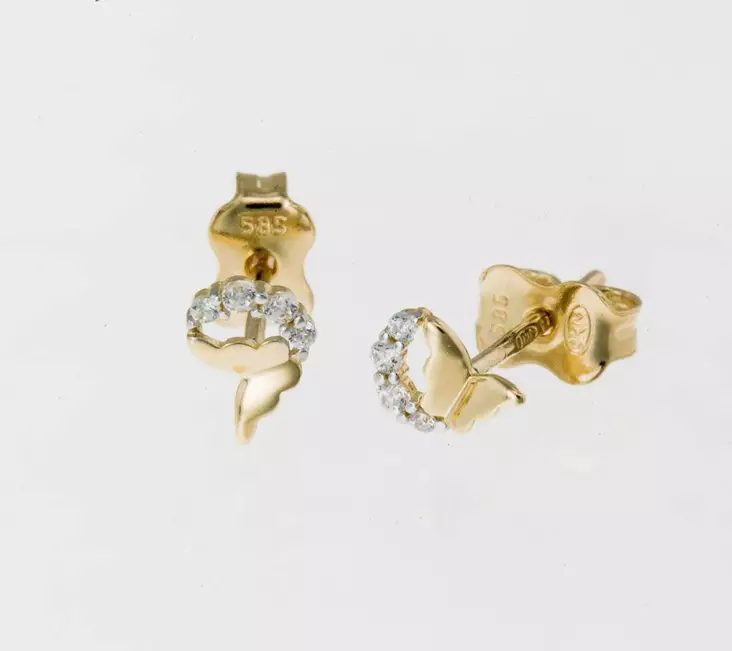 Perhosen muotoiset, kirkkain zirkonein koristellut korvakorut ovat kes=
=C3=A4inen vaihtoehto korukokoelmaan kuin korukokoelmaan! - Kultaiset korvakorut - 17-K1796 - 1