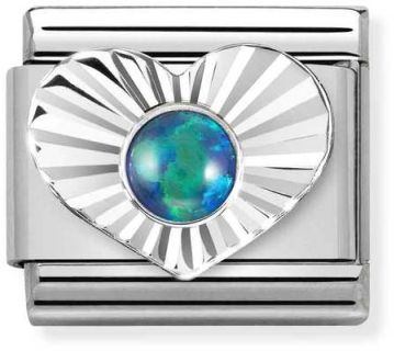 Nomination pala Silver Shine syd=C3=A4n Vihre=C3=A4 opaali - Composable Classic - 330508-26 - 1