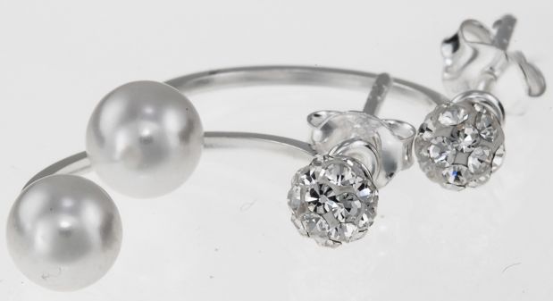 Puolikaari helmi ja zirkoni HK856 - Super outlet - korvakorut - HK856 - 1