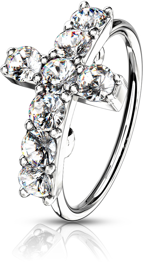 Rengas zirkon ristillä - Lävistyskorut - HW06 - 1