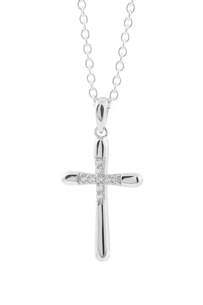 Risti zirkonit keskellä CRR56 - Rippiristi hopea - CRR56 - 1