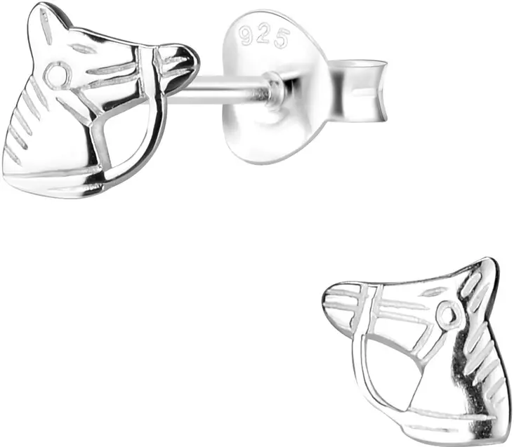 Hevosen p=C3=A4=C3=A4 korvakoru 5x5mm - Hopeiset korvakorut - Y1546 - 1