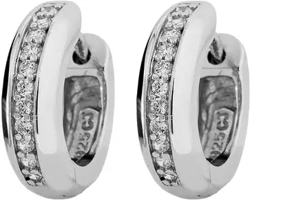 Hoop korvarengas 14 x 3 mm zirkonein - Hopeiset korvakorut - CKK107 - 2