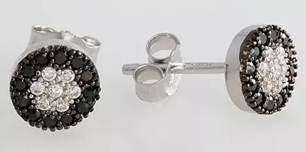 Korvakorut Py=C3=B6re=C3=A4 CZ Musta/Kirkas RHK157 - Hopeiset korvakorut - RHK157 - 1