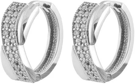 Korvarenkaat kirkkailla zirkoneilla RHK307 - Hopeiset korvakorut - RHK307 - 1