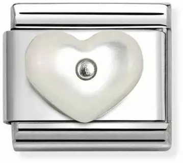 Nomination pala Silvershine White Mother of pearl heart 330509-17 - Composable Classic - 330509-17 - 1