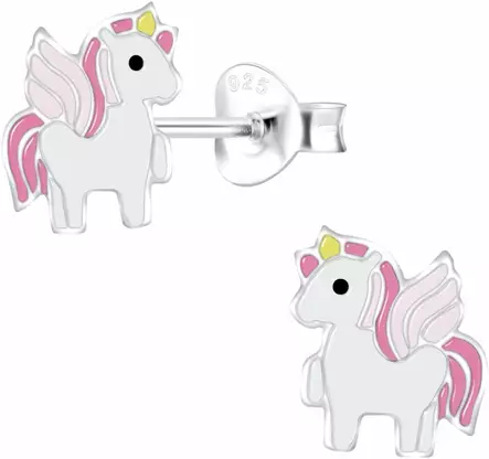 Yksisarvinen siivill=C3=A4 Pink korvakoru 7x8mm - Lasten korut - Y9267 - 1