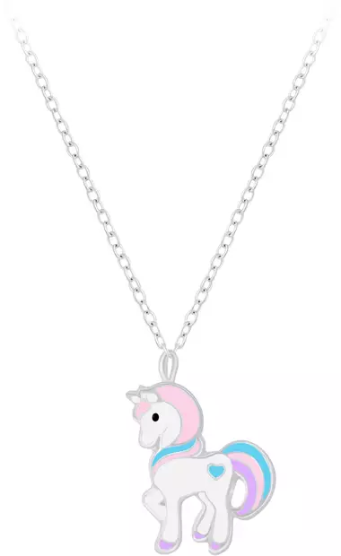 Yksisarvinen riipus Pink-Lila 35-45cm - Hopeiset riipukset - Y9977 - 1