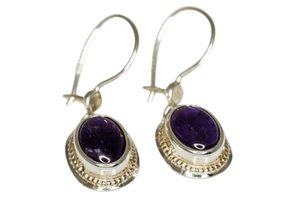 Ametistikorvakorut koukulla - Hopeiset korvakorut - H4077 - 1