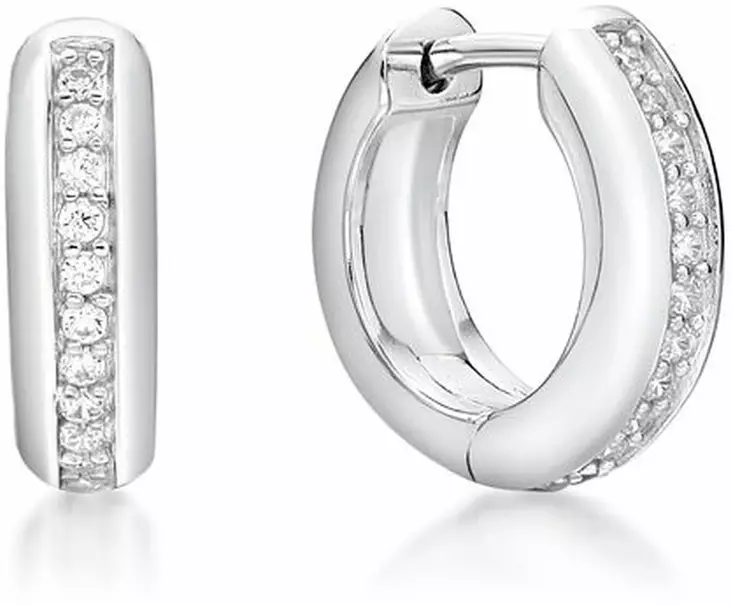Hoop korvarengas 14 x 3 mm zirkonein - Hopeiset korvakorut - CKK107 - 1