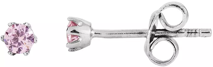 Hopeiset nappikorvakorut 3mm, pinkki - Hopeiset korvakorut - CKK77 - 1