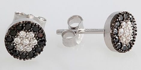 Korvakorut Py=C3=B6re=C3=A4 CZ Musta/Kirkas RHK157 - Hopeiset korvakorut - RHK157 - 1