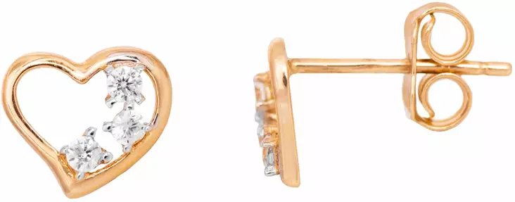 Kultaiset syd=C3=A4met kolmella zirkonialla - Kultaiset korvakorut - 17-K1787 - 1