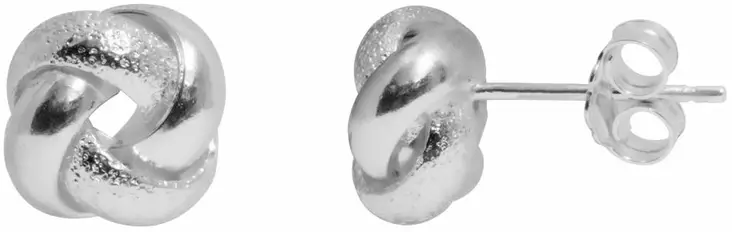 Solmu satinoitu osin HK787 - Hopeiset korvakorut - HK787 - 1