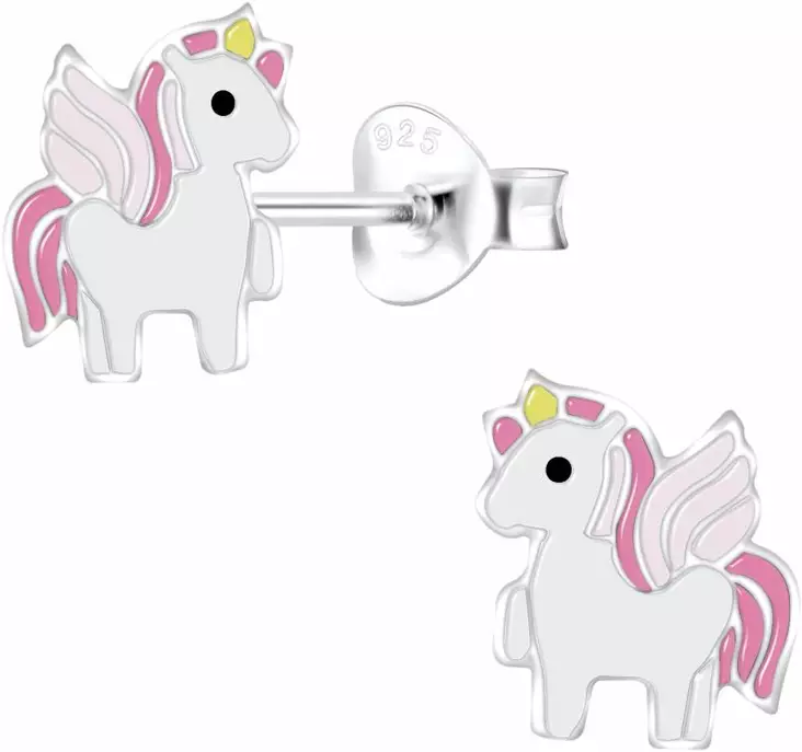 Yksisarvinen siivill=C3=A4 Pink korvakoru 7x8mm - Lasten korut - Y9267 - 1