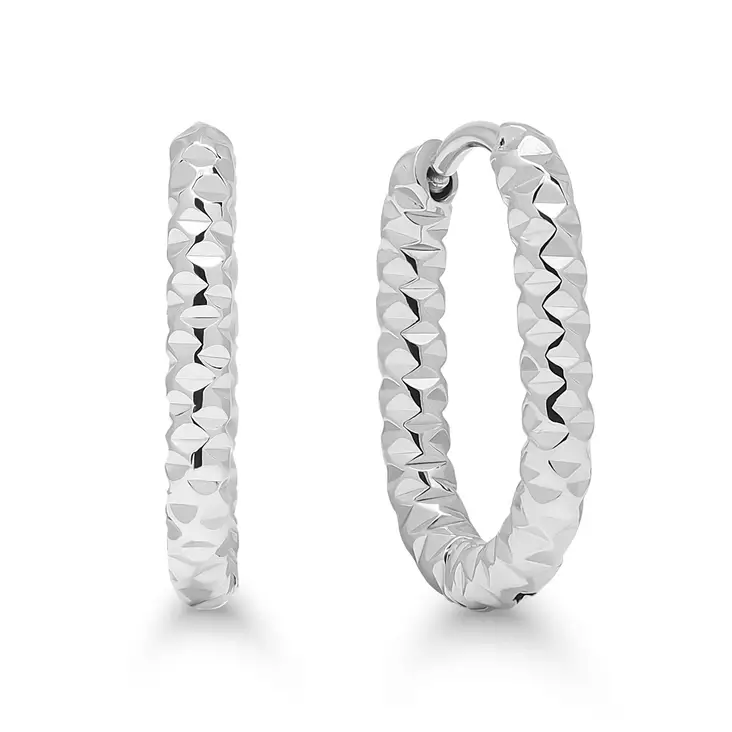 Teräskorvarenkaat timanttileik 17x13mm - Teräksiset korvakorut - SSE-1397 - 1