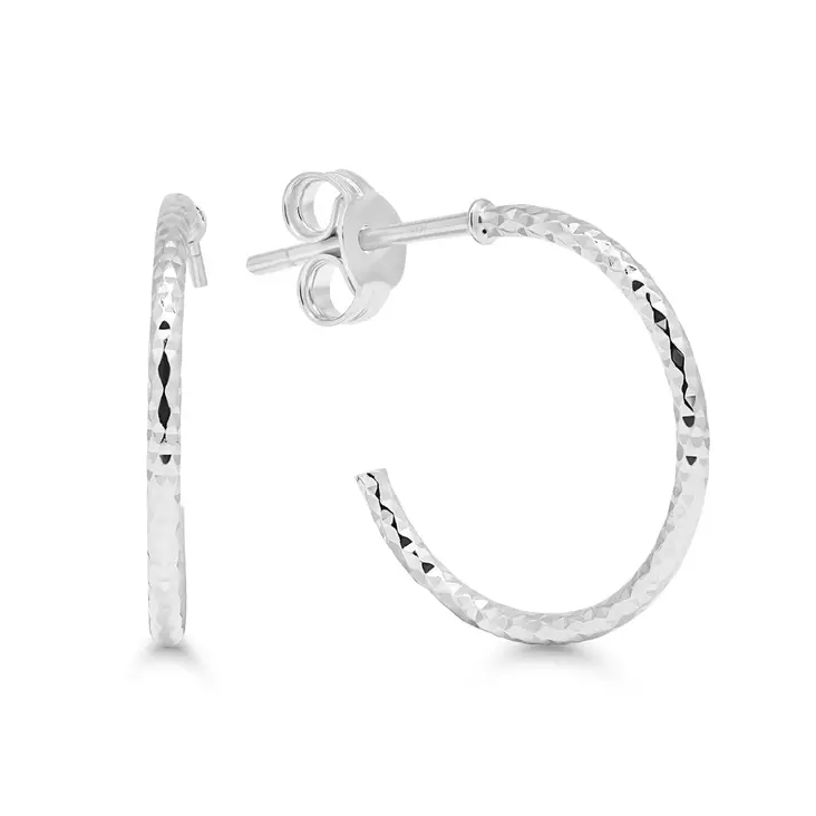 Timanttileikatut hopearenkaat 16 x 1,2mm - Hopeiset korvakorut - WE-37547 - 1