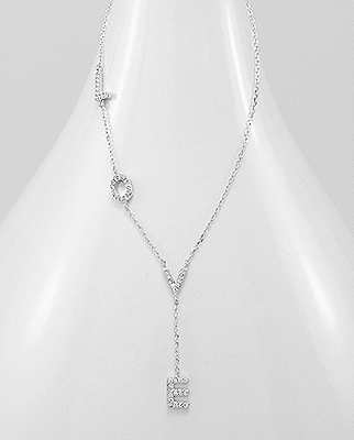 Hopeakaulakoru jossa isolla LOVE -irtokirjaimet IN15828 - Super outlet - kaulakorut ja riipukset - IN15828 - 1