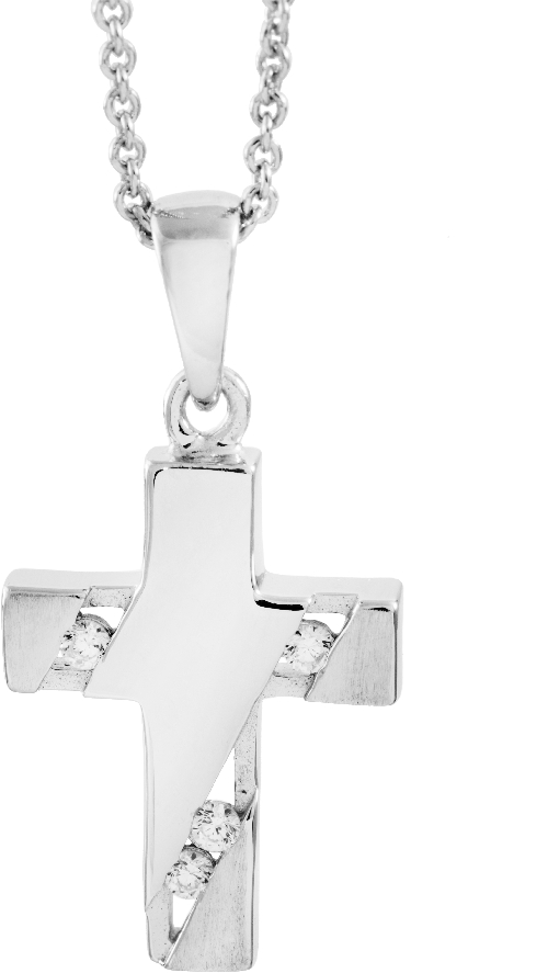 Hopeinen risti zirkoneilla CRR28 - Rippiristi - CRR28 - 1