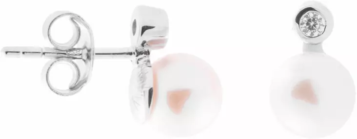 Hopeiset helmikorvakorut zirkoneilla CKK188 - Elen Pearls - CKK188 - 1