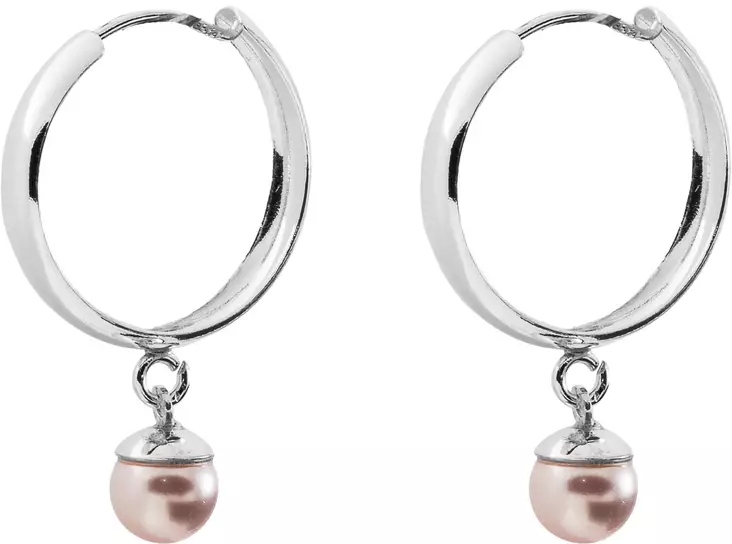 Korvarenkaat pink helmi 3x15mm - Hopeiset korvakorut - H3038 - 1