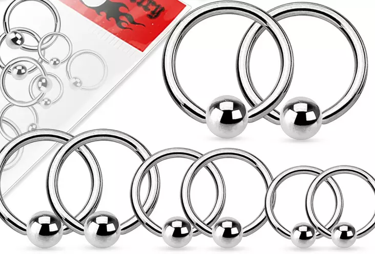 Teräsrengas setti 1,0mm 4 paria - Lävistyskorut - HV-004-18 - 1