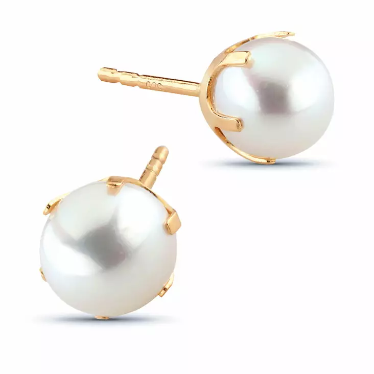 Kultaiset helmikorvakorut 8-8,5mm - Kultaiset korvakorut - 6-1008-valk-8 - 1