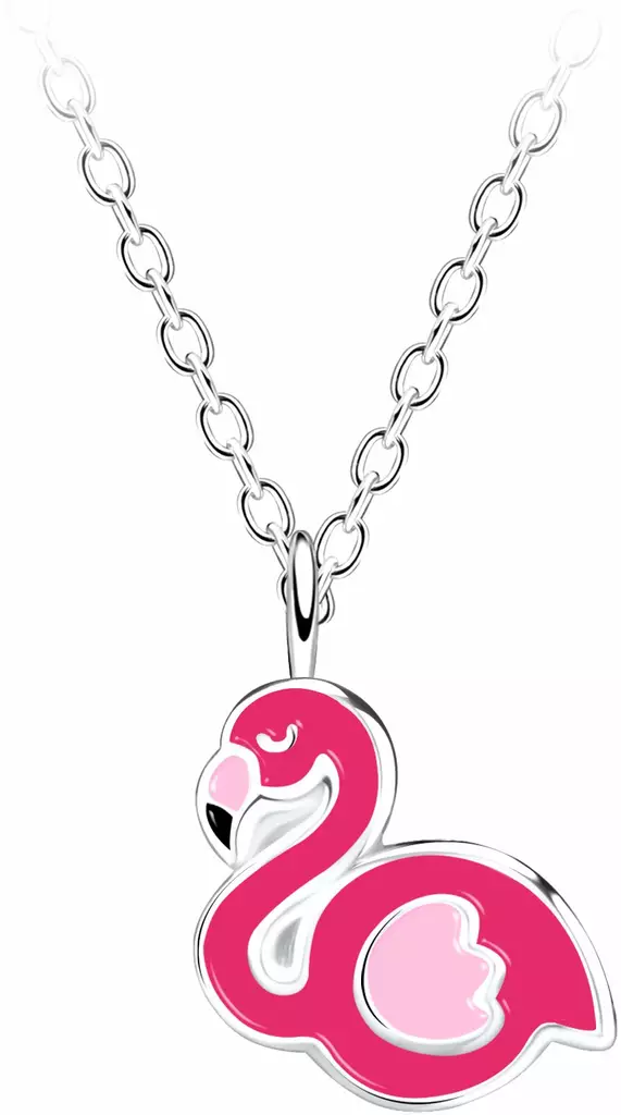 Flamingo riipus Pink 8x8mm 35-45cm - Hopeiset riipukset - Y0408 - 1