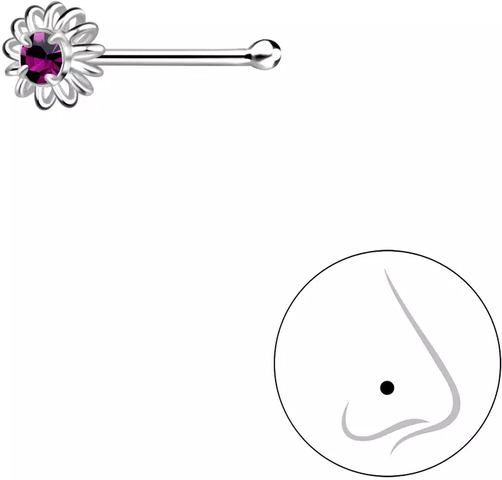 Nen=C3=A4koru Kukka Ametisti cz 3mm - Lävistyskorut - Y8178 - 1