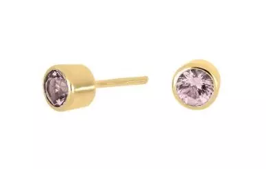 Korvakoru Hilda Gold tynnyri 4mm pink - Hopeiset korvakorut - N098 - 1