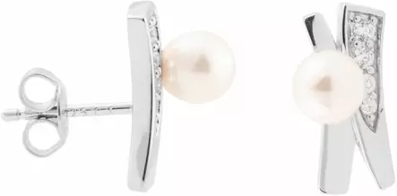 Hopeiset korvakorut makeanvedenhelmill=C3=A4 Elen Pearls Stylida - Elen Pearls - EP019 - 1