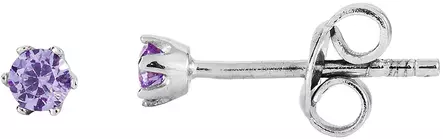 Hopeiset nappikorvakorut 3mm, violetti - Hopeiset korvakorut - CKK79 - 1