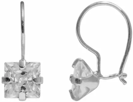 Neli=C3=B6 kivi koukku 6x6mm H4109 - Hopeiset korvakorut - H4109 - 1