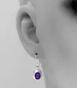Kame viistehiottu zirkon lila korvakorut - Hopeiset korvakorut - H4079 - 2