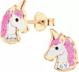 Yksisarvinen korvakoru Rose Pink kristallein 8x11mm - Lasten korut - Y5519 - 1