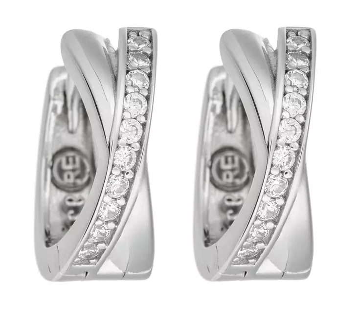 Hopea korvarenkaat zirkoneilla H280009 - Hopeiset korvakorut - H280009 - 1