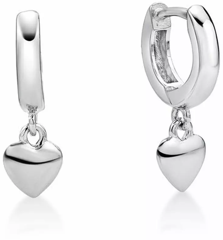Hopeiset korvarenkaat roikkuvilla sydämillä - Hopeiset korvakorut - C10099 - 1