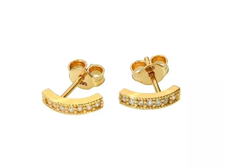 Kultaiset kaarenmuotoiset korvakorut zirkoneilla 17-K1639 - Kultaiset korvakorut - 17-K1639 - 1