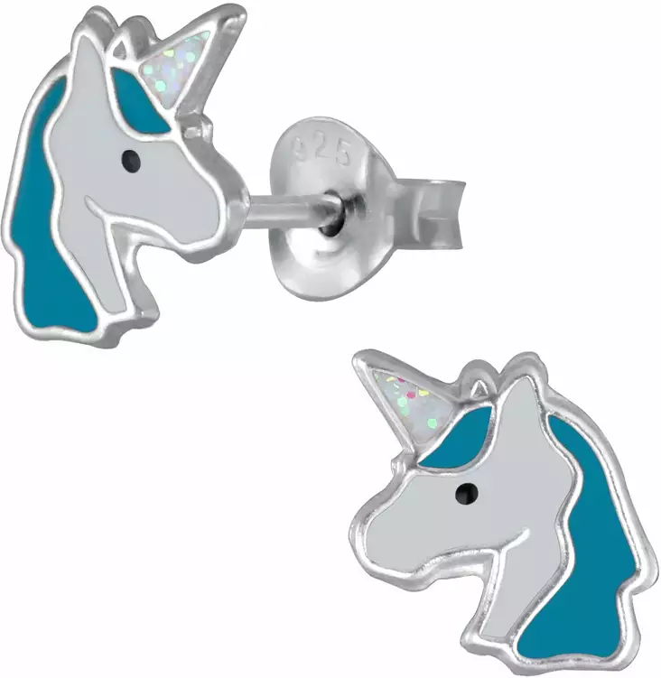 Yksisarvinen Turkoosi emaloitu Y2949 - Hopeiset korvakorut - Y2949 - 1