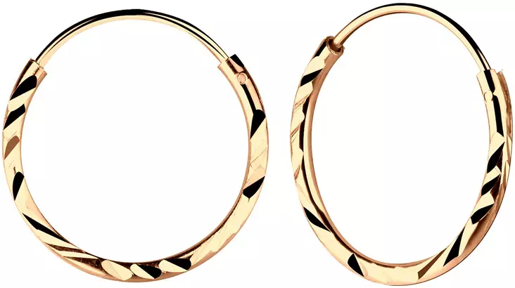 Hoop timanttileikattu kullattu hopea 18mm - Hopeiset korvakorut - Y3309 - 1