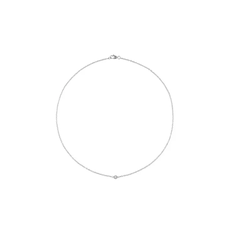 Mockberg Thin Diamond Silver Necklace - Mockberg korut - MO329 - 1