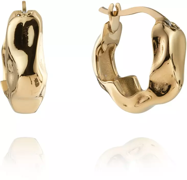 Mockberg Wavy bolded small gold hoops - Teräksiset korvakorut - MB0169 - 1
