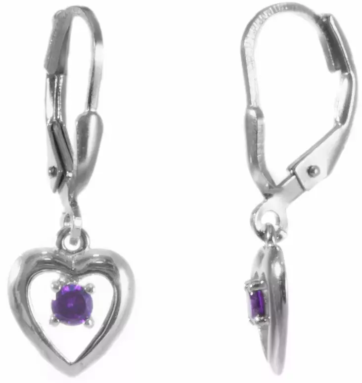 Sydän korvakorut kuokulla Ametisti CKK194A - Ystävänpäivä - CKK194A - 1
